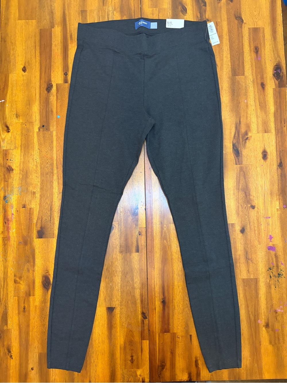 Old Navy Stevie Grand High Rise Ponte Skinny Pants L Elastic Waist Charcoal Gray